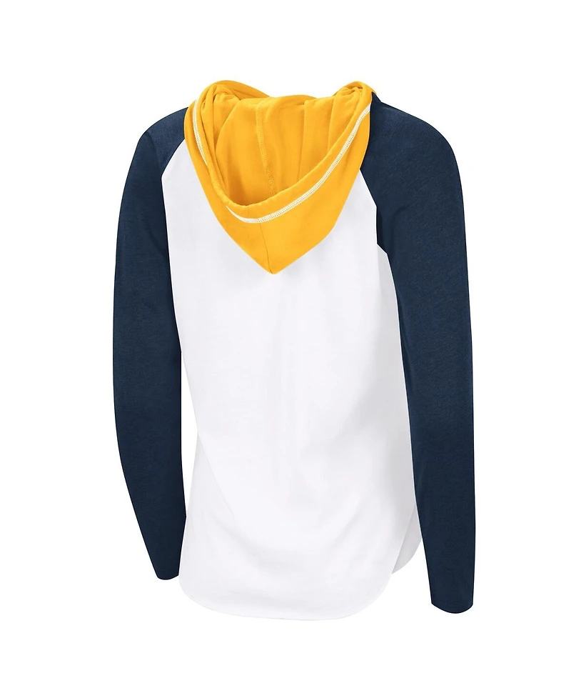 G-iii 4Her by Carl Banks Women's White Nashville Predators Vip Raglan Long Sleeve Hoodie T-Shirt