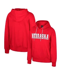 Colosseum Women's Scarlet Nebraska Huskers Reflection Rhinestone Drawcord Pullover Hoodie