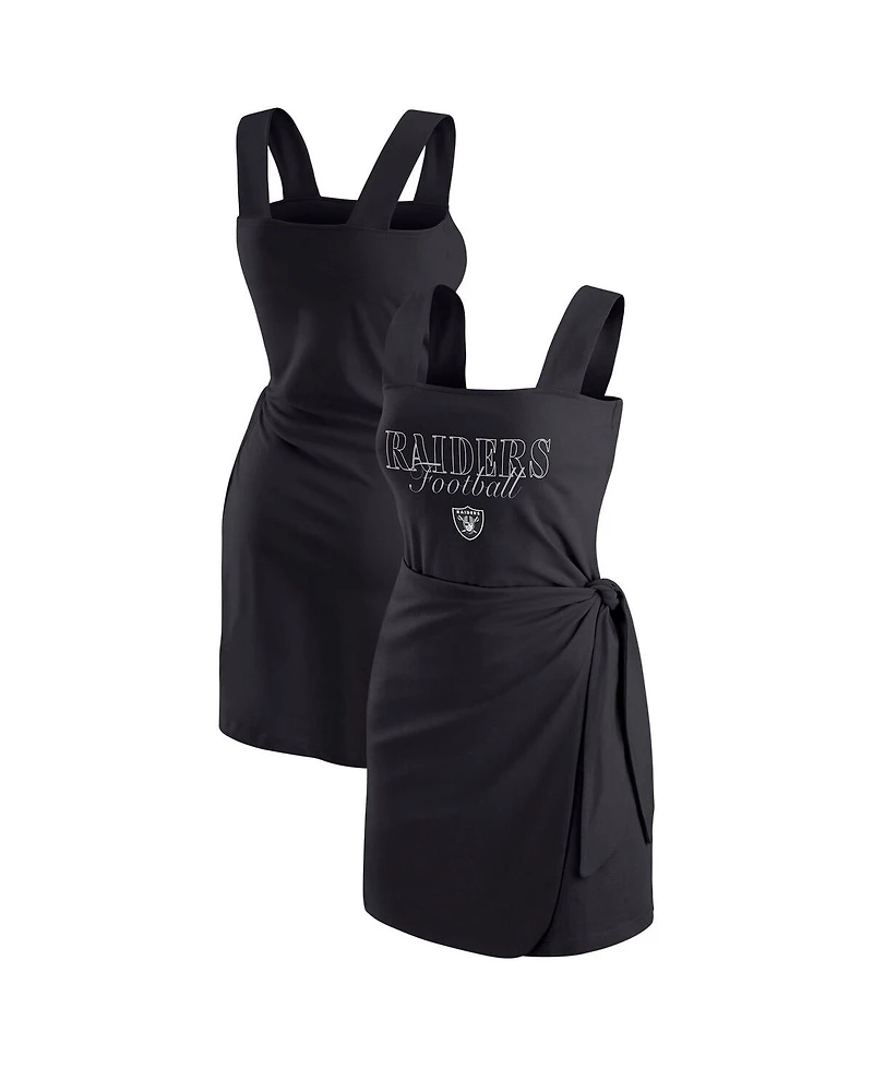 Wear by Erin Andrews Women's Black Las Vegas Raiders Wrap Dress