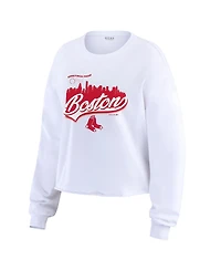 Wear by Erin Andrews Women's White Boston Red Sox Domestic Postcard Long Sleeve T-Shirt