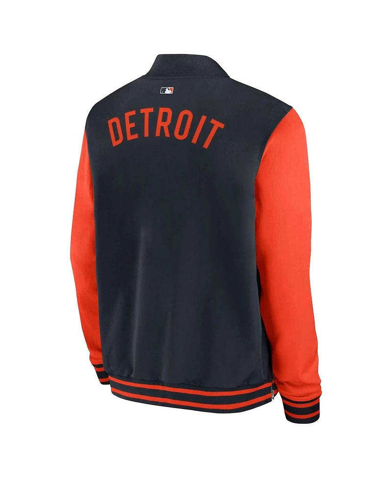 Nike Men's Navy/Orange Detroit Tigers Authentic Collection Dugout Full-Zip Bomber Jacket