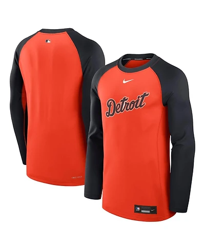 Nike Men's Orange/Navy Detroit Tigers Authentic Collection Game Time Raglan Performance Long Sleeve T-Shirt