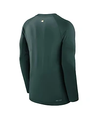Nike Men's Green Athletics Authentic Collection Game Time Raglan Performance Long Sleeve T-Shirt
