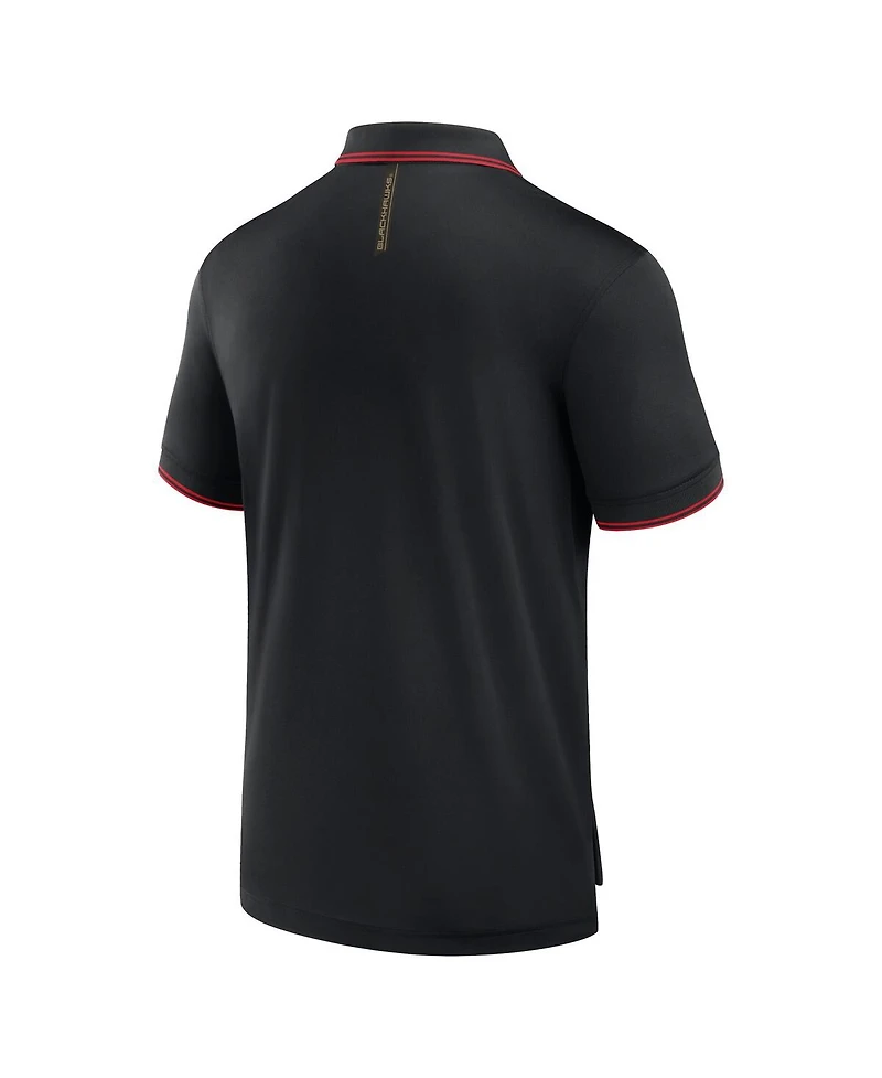 Fanatics Men's Black Chicago Blackhawks Front Office Move Mono Polo Shirt