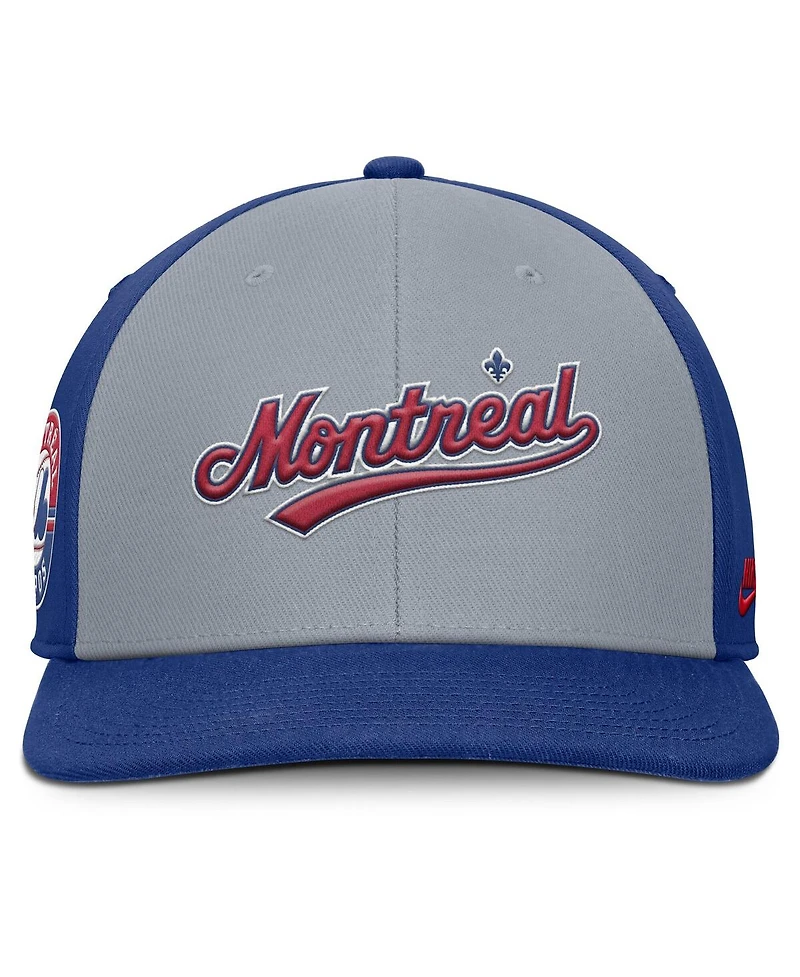 Nike Men's Gray/Blue Montreal Expos Cooperstown Collection Pro Performance Snapback Hat