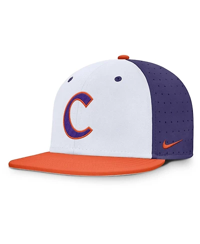 Nike Men's White/Purple Clemson Tigers On-Field Dugout True Performance Fitted Hat