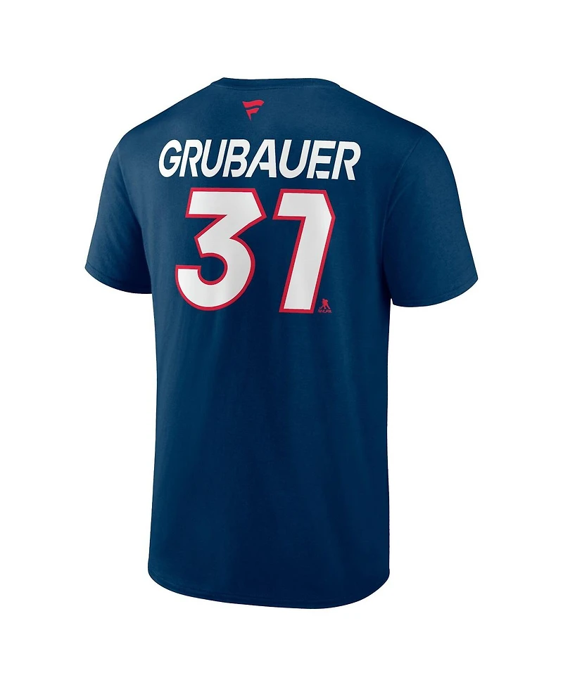 Men's Fanatics Philipp Grubauer Deep Sea Blue Seattle Kraken 2024 Nhl Winter Classic Authentic Pro Name and Number T-shirt
