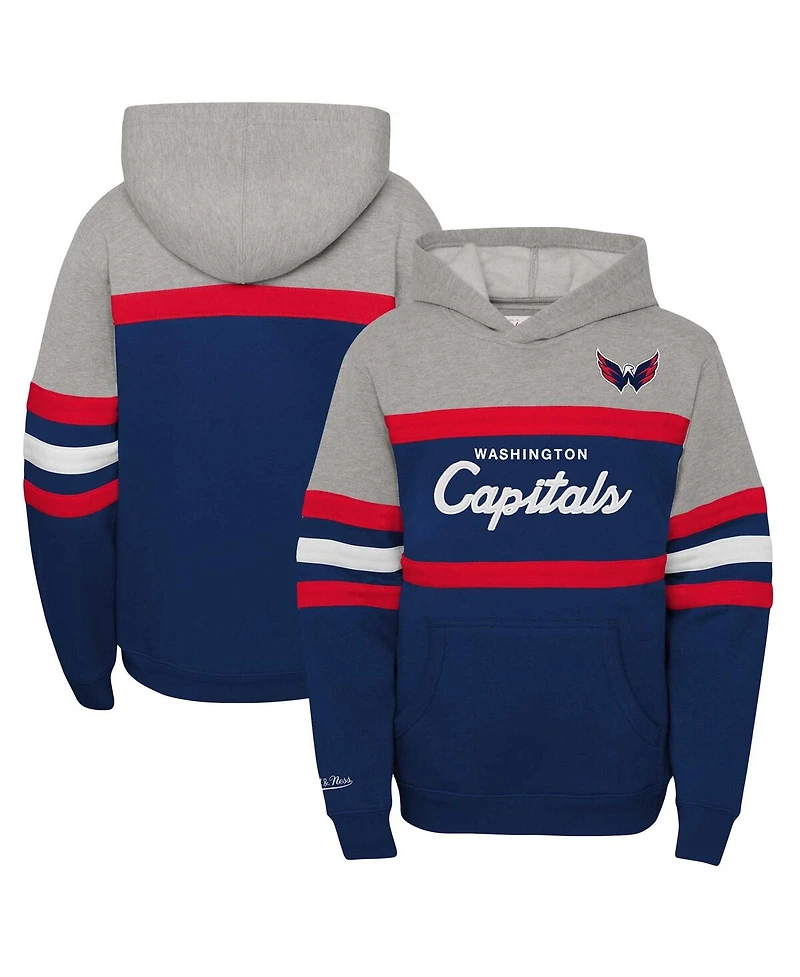 Mitchell & Ness Big Boys and Girls Navy Washington Capitals Head Coach Pullover Hoodie