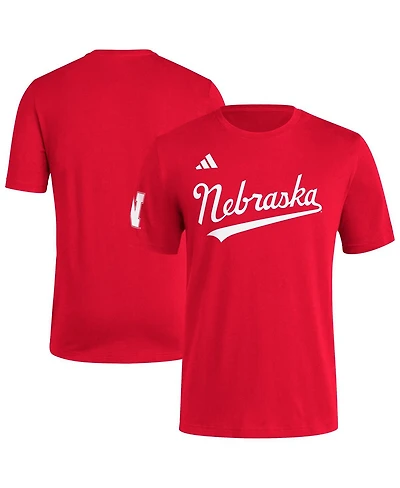 Adidas Men's Scarlet Nebraska Huskers Fresh Wordmark T-Shirt