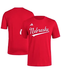 Adidas Men's Scarlet Nebraska Huskers Fresh Wordmark T-Shirt