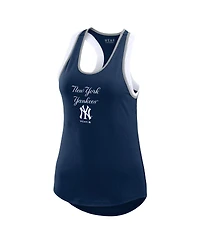 Wear by Erin Andrews Women's Navy New York Yankees Colorblock Racerback Tank Top