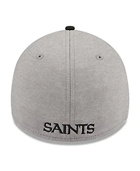New Era Men's Heather Gray/Black New Orleans Saints Striped 39THIRTY Flex Hat