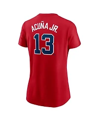 Nike Women's Ronald Acuna Jr. Red Atlanta Braves Fuse Name Number T-Shirt