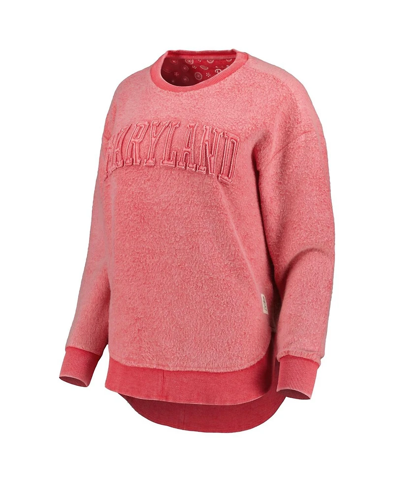 Pressbox Women's Red Maryland Terrapins Ponchoville Pullover Sweatshirt