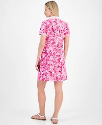 Nautica Jeans Women's Printed Zip Polo Dress
