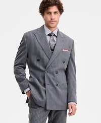 Tayion Collection Mens Classic Fit Pinstripe Double Breasted Suit Separates