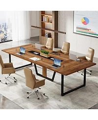 Tribesigns 94.5-Inch Conference Table for 10 People, Industrial 8 Ft Meeting with Two Grommets Home Office, Studio, Business