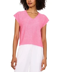 Vince Camuto Women's Shine V-Neck Cap-Sleeve Sweater
