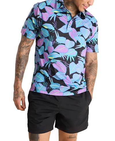 Chubbies Men's The Fluorescent Funk Classic-Fit Printed Performance Polo Shirt