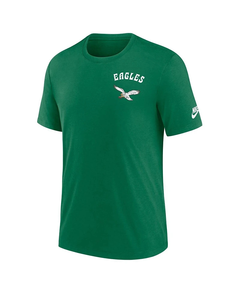 Nike Men's Kelly Green Philadelphia Eagles Rewind Team Excite 2-Hit Tri-Blend T-Shirt