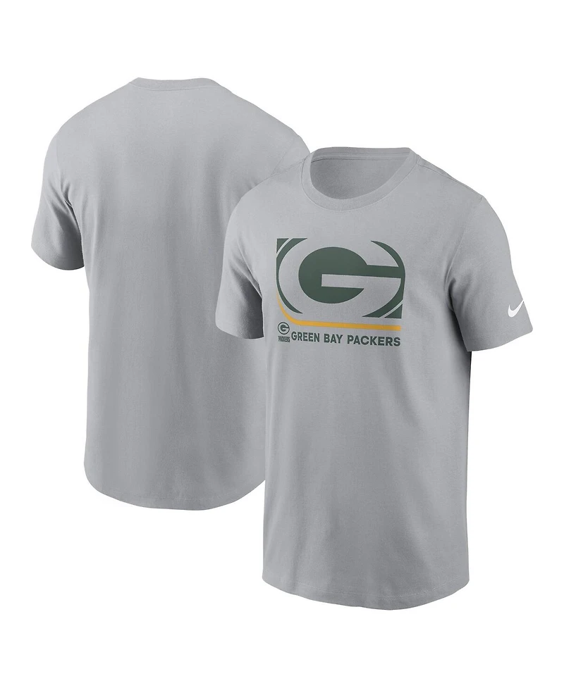 Nike Men's Gray Green Bay Packers Lockup Essential T-Shirt