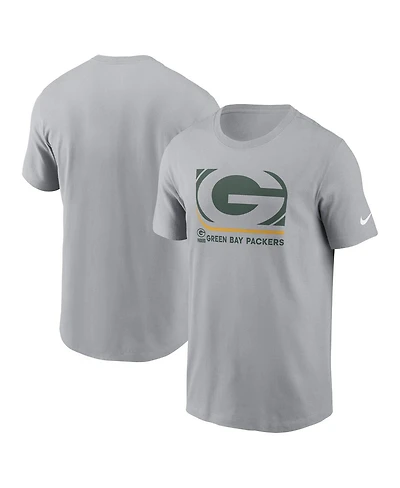 Nike Men's Gray Green Bay Packers Lockup Essential T-Shirt