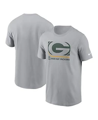 Nike Men's Gray Green Bay Packers Lockup Essential T-Shirt