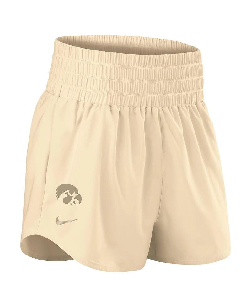 Nike Women's Beige Iowa Hawkeyes Performance One High-Rise Shorts