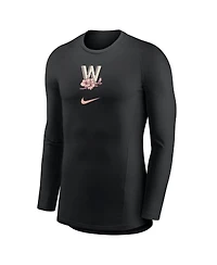 Nike Men's Black Washington Nationals City Connect Base Layer Raglan Long Sleeve Performance T-Shirt