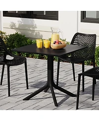 31.5" Square Outdoor Plastic Resin Patio Dining Table for 4