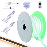 DELight 50FT Rgb Neon Rope Lights with 2" Plastic U Channel System 10PCS,App & Remote Control Ac 110V Waterproof Cuttable Del-D1M50R
