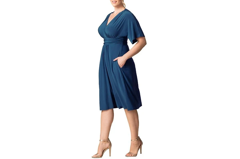 Kiyonna Women's Plus Gia A-Line Midi Dress with Pockets