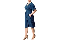 Kiyonna Women's Plus Gia A-Line Midi Dress with Pockets