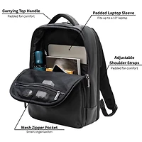 Alpine Swiss 13” Laptop Travel Backpack Genuine Leather Slim Carry On Daypack