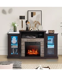 Fireplace Tv Stand with 16-Color Led Lights for TVs up to 65 Inch