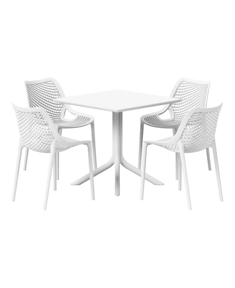 5-Piece Resin Square Patio Dining Table Set with Stackable Patio Dining Chairs