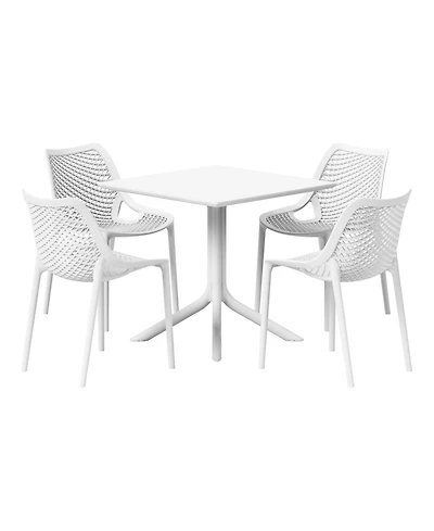 5-Piece Resin Square Patio Dining Table Set with Stackable Patio Dining Chairs