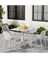 5-Piece Resin Square Patio Dining Table Set with Stackable Patio Dining Chairs