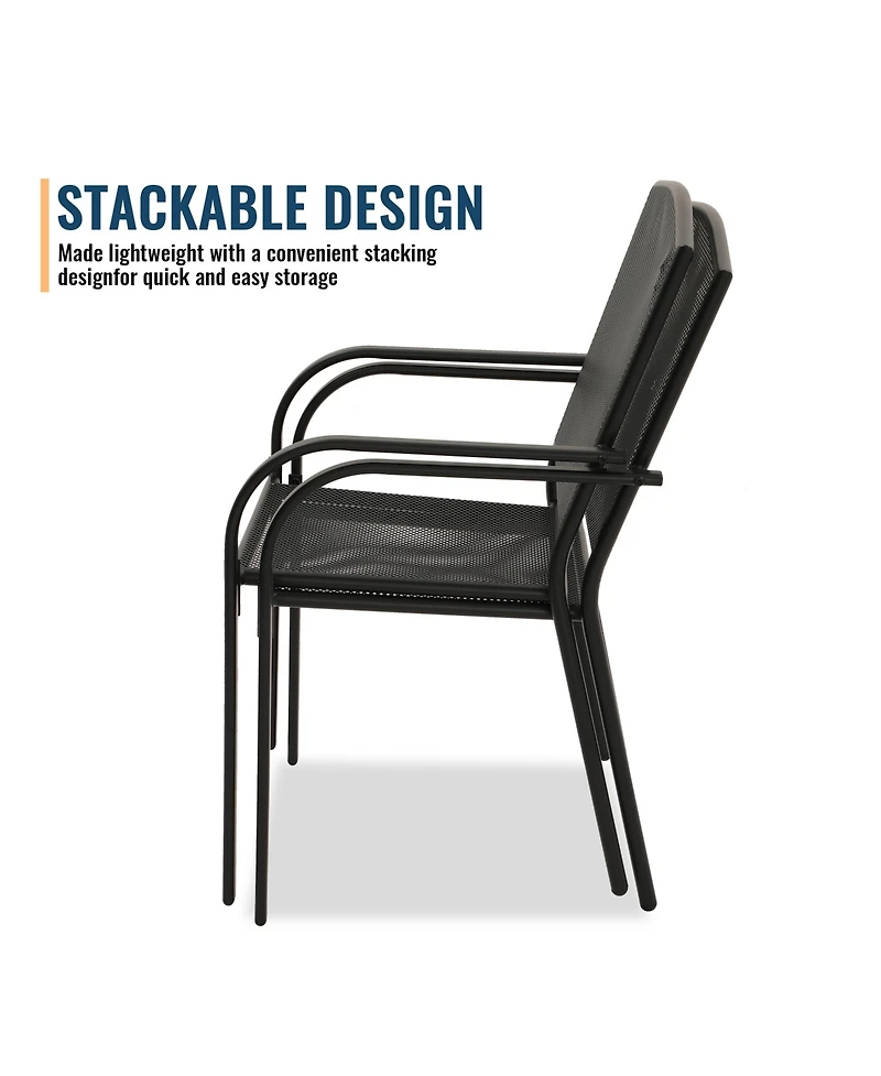 Black Metal Outdoor Patio Dining Chair Set of 2