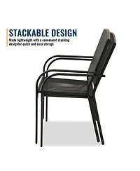 Black Metal Outdoor Patio Dining Chair Set of 2