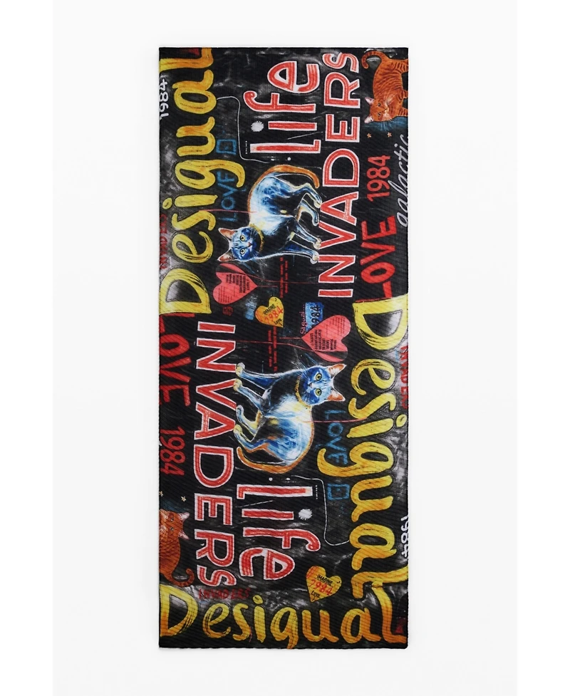 Desigual Women's Cat letters scarf