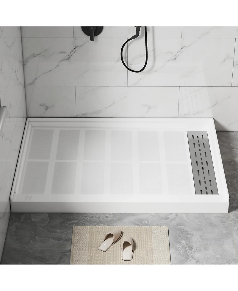 Casainc 48"W X 36"D Smc Single Threshold Shower Base Anti-Slip Shower Pan