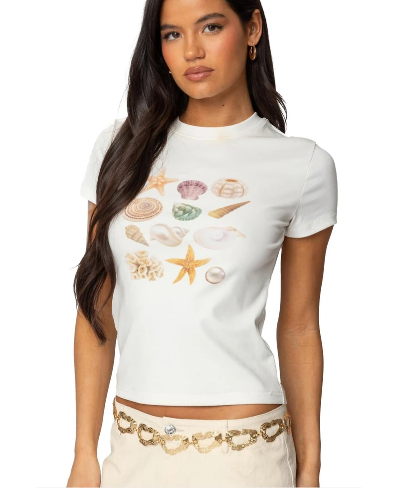 Edikted Women's Seashells Graphic T Shirt