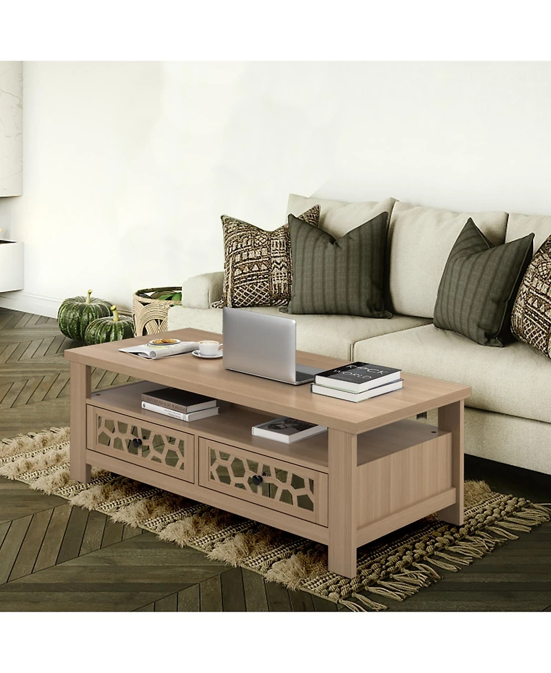 3-tier Coffee Table with 2 Drawers