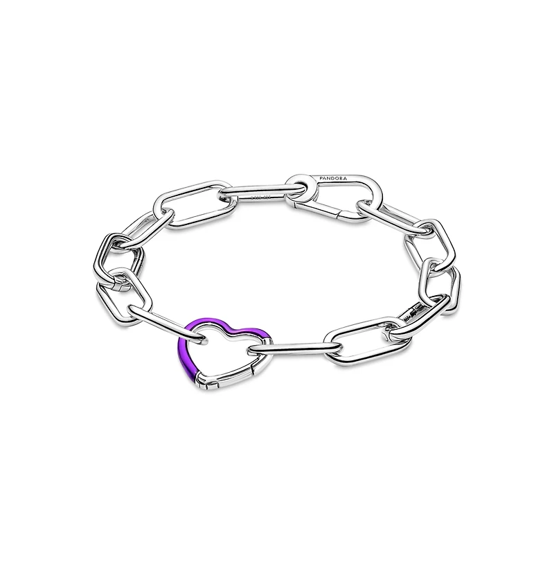 Pandora Sterling Silver Purple Heart Openable Link Charms