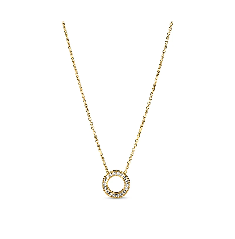 Pandora Logo Pave Circle Collier Pendant Necklace