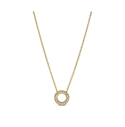 Pandora Logo Pave Circle Collier Pendant Necklace