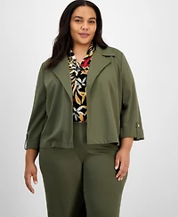 Anne Klein Plus Drapey 3/4-Sleeve Open-Front Jacket