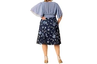 Kiyonna Plus Lillian Embroidered Mesh Midi Cocktail Dress