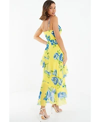Quiz Women's Floral Chiffon Frill Detail Maxi Dress